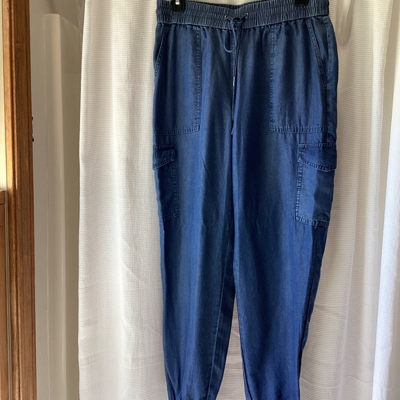 Drapey Cargo Joggers *Chambray* 100% Tencel* Summer Capsule Item! - Picture 2 of 4